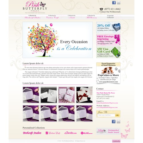 THE PINK BUTTERFLY PRESS needs a Home Page Website