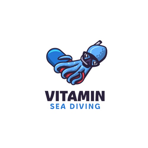 An octopus in a scuba mask and snorkel wraps around a vitamin, symbolizing the health and active lifestyle that divers prefer.