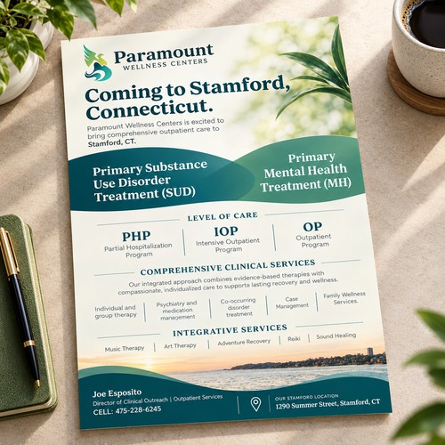 Flyer for New Outpatient Substance Use Disorder & Primary Mental Health Treatment Center