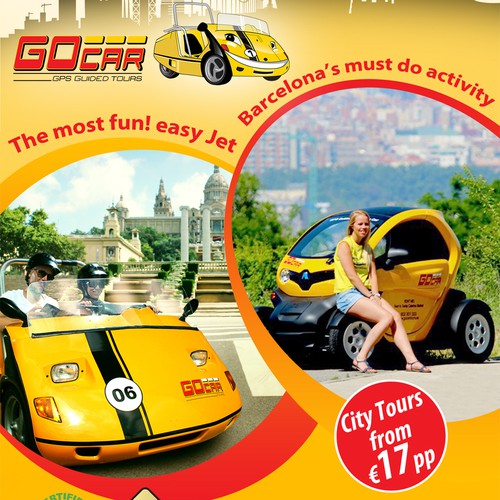 Create the next brochure design for GoCar Barcelona