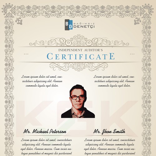 Create the next design for INDEPENDENT AUDITOR'S CERTIFICATE