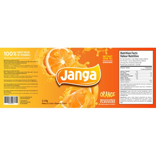 Packaging design for Janga instant drink mix