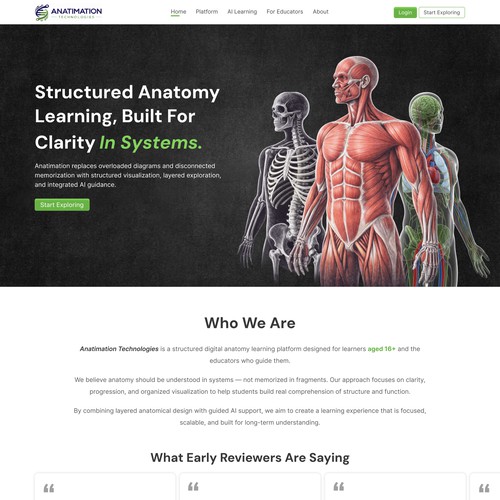 Anatimation Landing Page Design