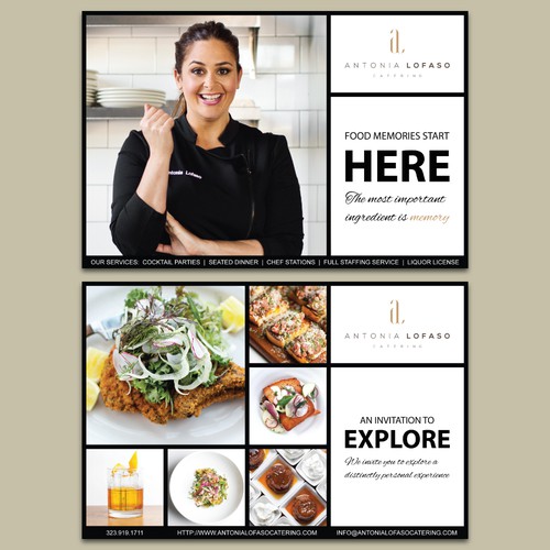 Postcard Design Double-Sided Celebrity Chef Antonia Lofaso of Top Chef & Food Network opens catering company Los Angeles
