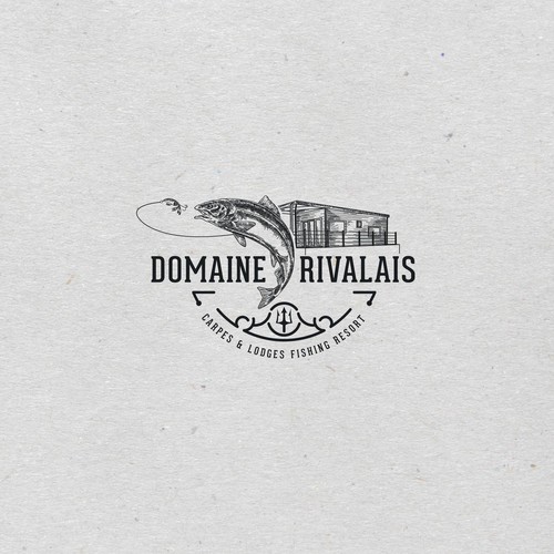 Vintage style logo concept for Domaine Rivalais lodges