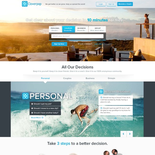 Hey great designers, meet Cloverpop.com! Hot SF startup needs modern, beautiful, emotional design.