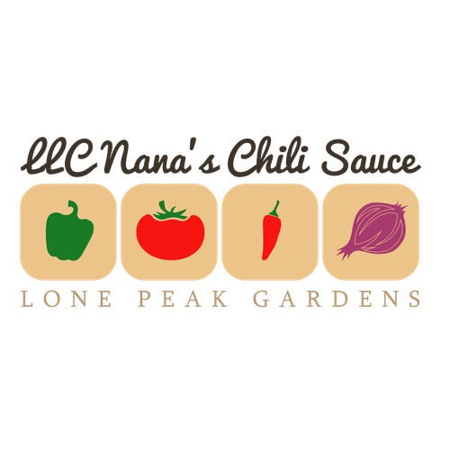 Create a classic logo for Lone Peak Gardens, LLC Nana's Chili Sauce