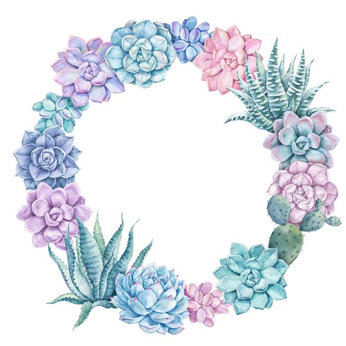 Botanical hand drawn design. Hand-drawn floral cacti watercolor illustration for greeting card, thank you card, invitation