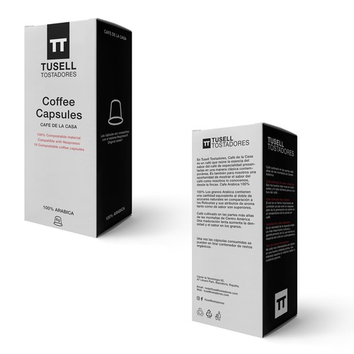 Tusell Tostadores Coffee Capsules Box Design