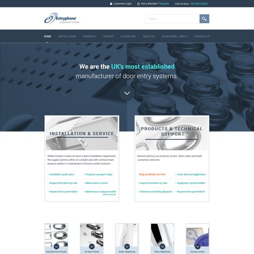 Home Page Design for Entryphone.co.uk
