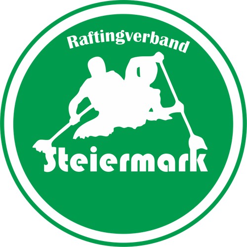 Zeichnet ein aussagekräftiges Badge für den Raftingsport in der Steiermark