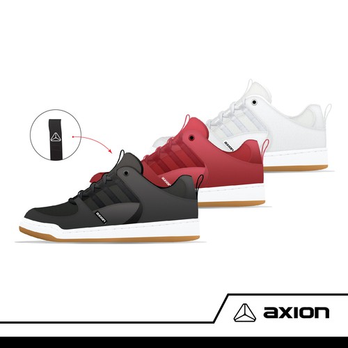 Skateboard shoe design for Axion shoes