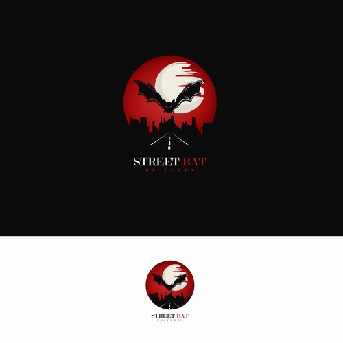 Dark Cool Creepy Gritty Noir Logo for Film Production Company Street Bat Pictures