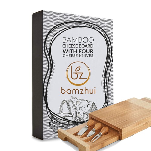 Elegant Bamboo Cheese Board Retail Package