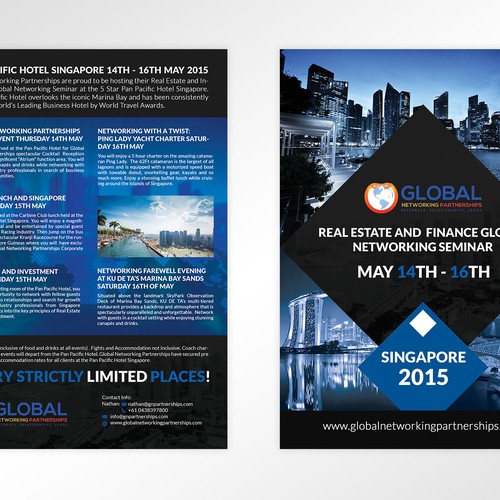 Create a spectacular brochure for an exclusive global networking event in singapore