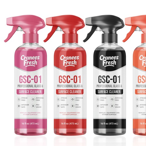 GSC-01 Professional Glass & Surface Cleaner Label Design