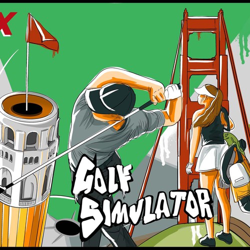 Mural design golf simulator