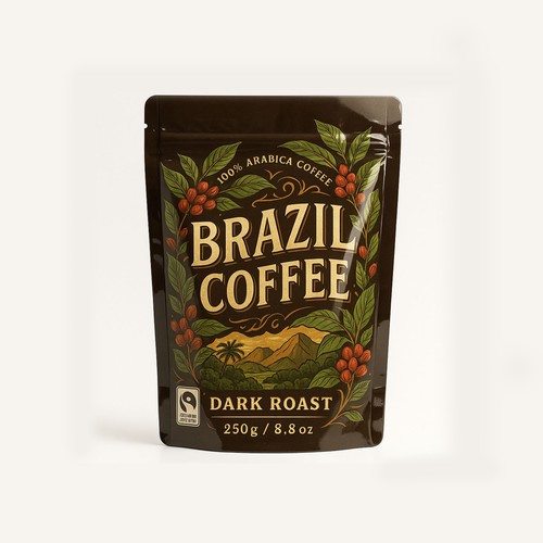 Brazil Coffee – Authentic and Bold Pouch Packaging Design