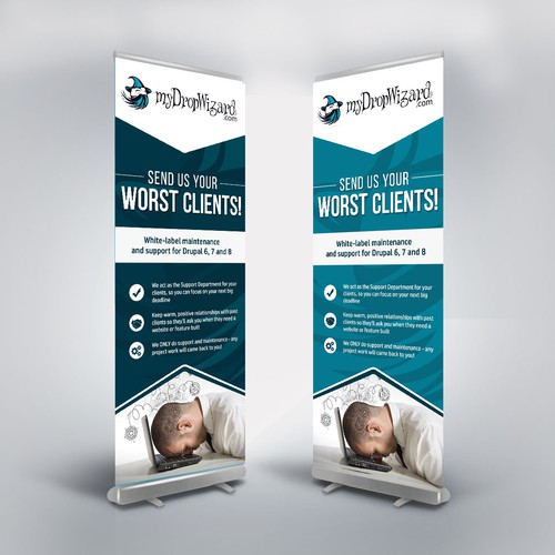 VERTICAL BANNER for the myDropWizard booth at a conference!