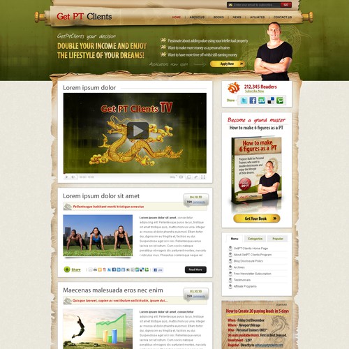 Personal trainer blog design