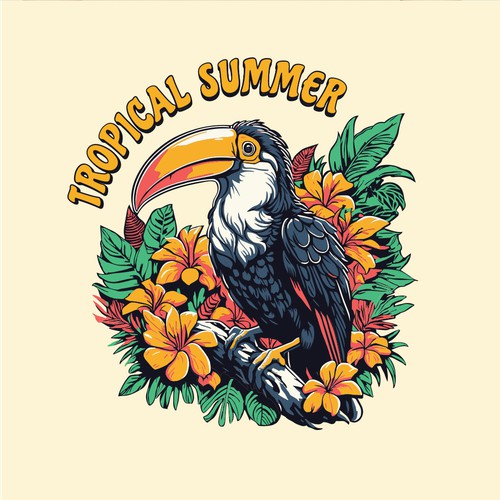 "Toucan around Flowers" Tropical T-Shirt