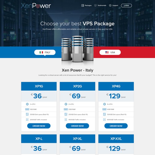 Effective landing page for virtual servers