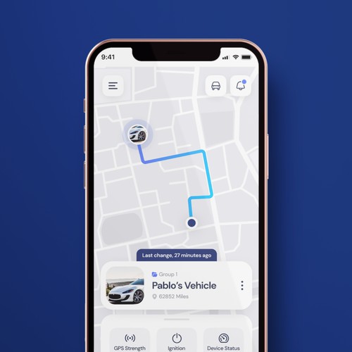 App Screen UI design for a vehicle tracking company