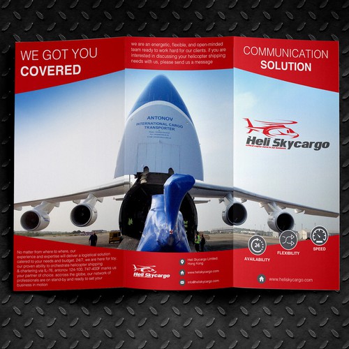 Create a sharp corporate brochure for Heli Skycargo