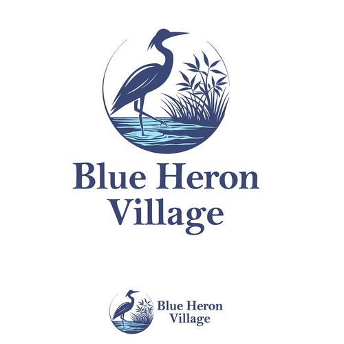 Blue Heron Village. Logo Design.