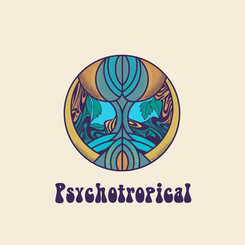 Tropical psychedelic logo for clothing brand