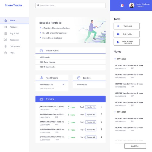 Share Trader Dashboard Design