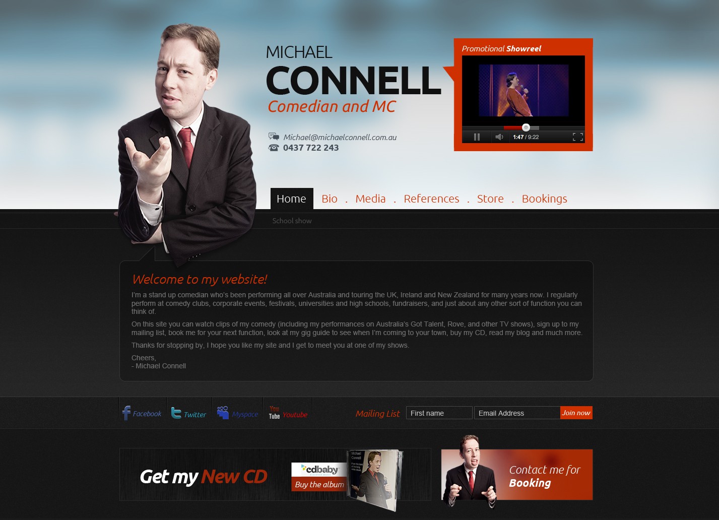 Create the next website design for Michael Connell