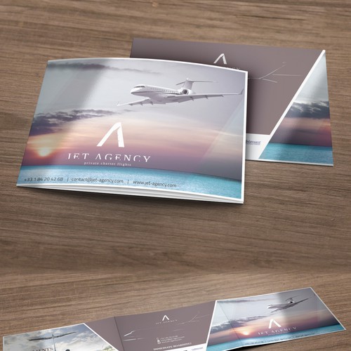 Create a brochure/ebrochure for a Private Jets company : JET AGENCY