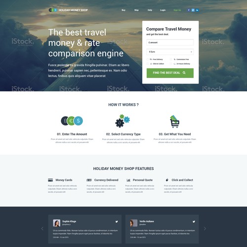 Landing page for Holiday Money Shop