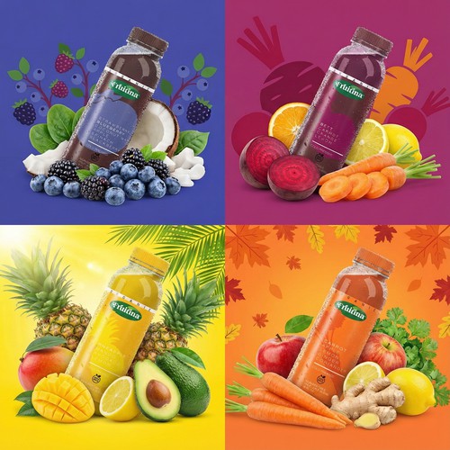 Fruitina Organic Juice label design and packaging