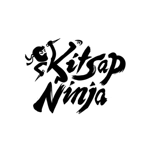 Ninja theme calligraphy logo design