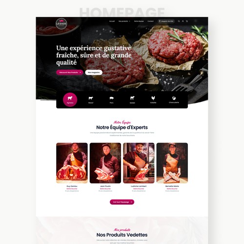 E-commerce website design for a company with multiple butcher shops