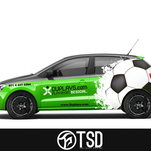 Design the car wrapping for DUPLAYS, a Dubai-based sports company