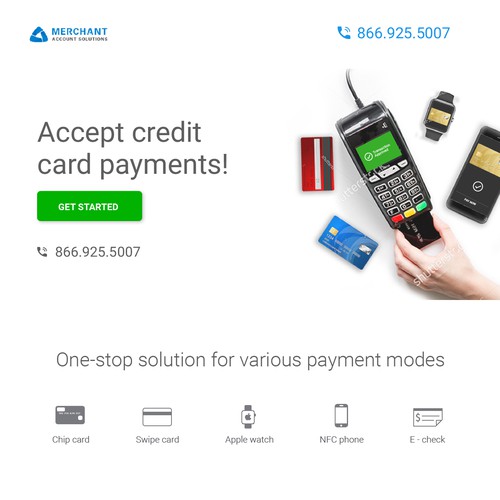 Website page design for a credit card machine issuing bussiness