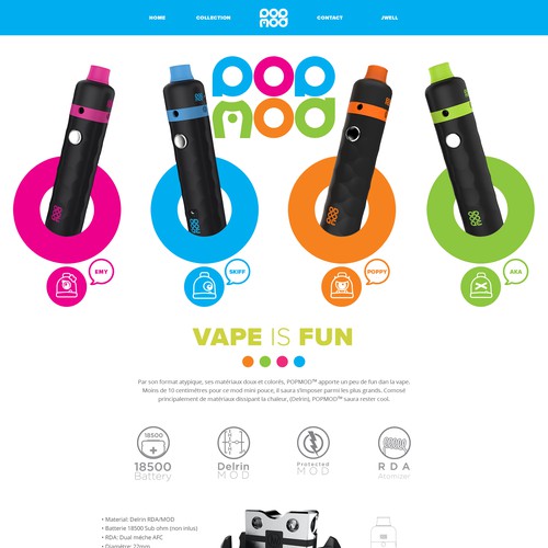 Landing page layout for Pop Mod