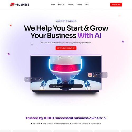  Professional Website for an AI Education Company Helping Entrepreneurs & Creators