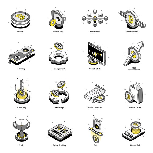 Bitcoin Isometric Icons