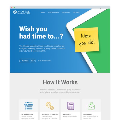 Landing page design