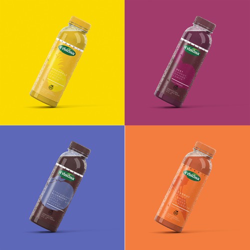 Fruitina logo, Organic juice packaging design