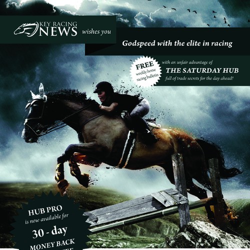 Create a captivating full page advert for a national horse racing magazine