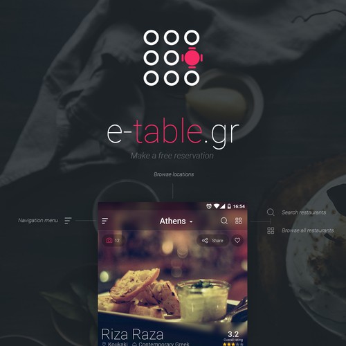 e-table mobile app design concept