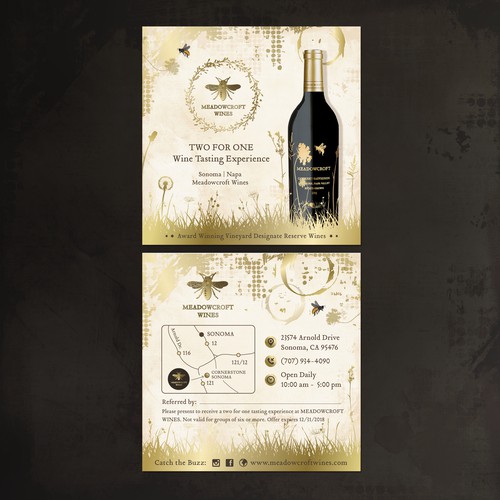 Invitation card for Winery Tasting Room in modern country style