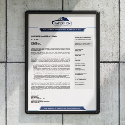 Mortgage Pre-Approval Letter