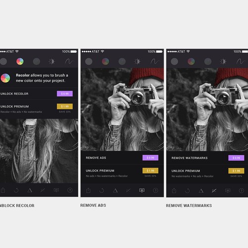 Ui design for photo edition app