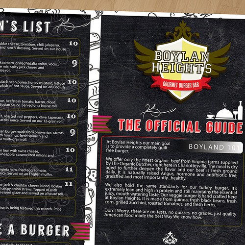 Create a new menu for Charlottesville. Virginias most popular restaurant!